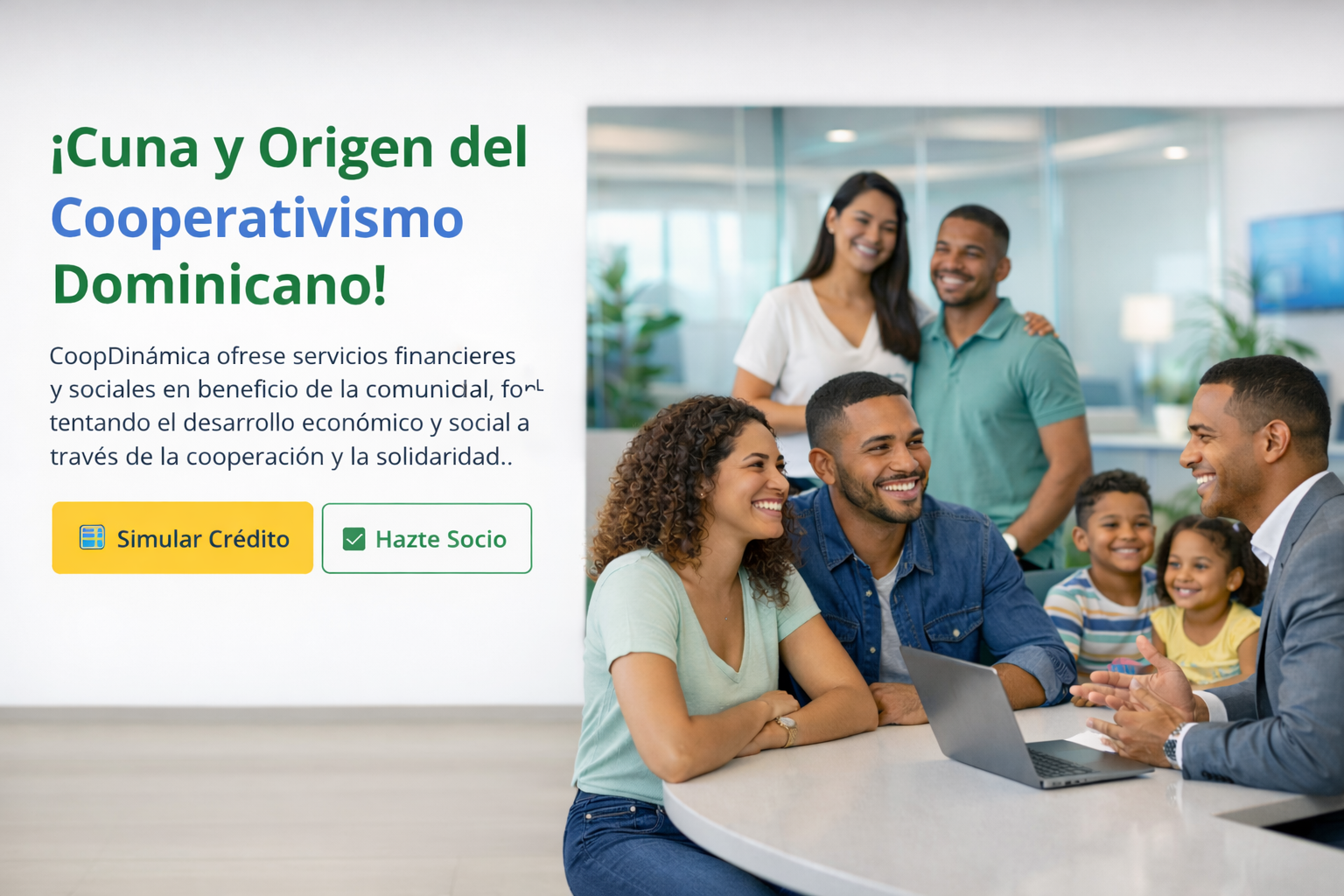 CoopDinámica — Sitio web moderno para cooperativa financiera dominicana